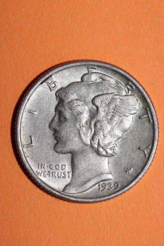 1939 - P Mercury Dime Winged Liberty Fast 90 Silver Us Bullion Coin 279 photo
