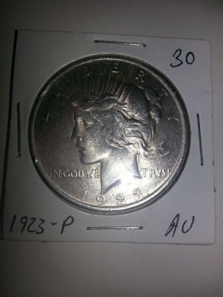 1923 - P Peace Silver Dollar Au 30 photo