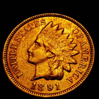 1891 Indian Head Cent Brilliant Red Full Liberty 3,  Diamonds Great Coin photo
