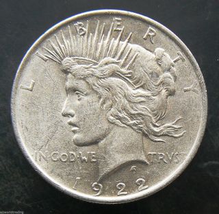 1922 Peace Liberty Silver One Dollar Coin - Luster Cartwheel photo