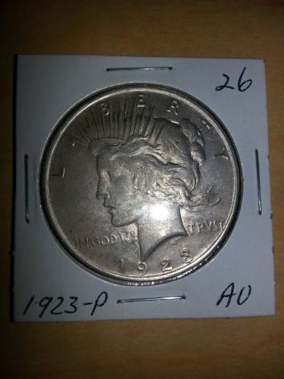 1923 - P Peace Silver Dollar Au 26 photo