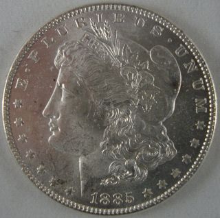 1885 - P Morgan Silver Dollar - Glowing White Choice Bu photo