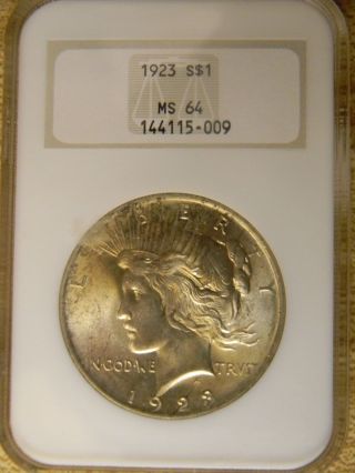 Ngc Ms 64 1923 Peace Silver Dollar photo