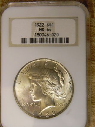Ngc Ms 64 1922 Peace Silver Dollar photo