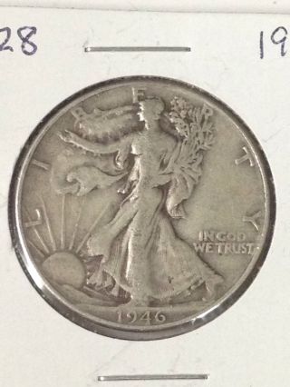 F128 1946 - P Walking Liberty Silver Half Dollar Circulated Fairhouse photo