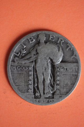 1929 - P Standing Liberty Quarter Fast 90 Silver Us Bullion Coin 56 photo
