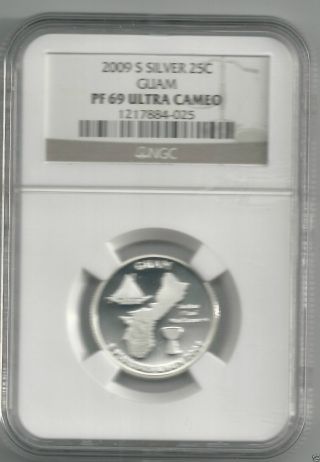2009 - S Silver Proof Guam Territorial Quarter Coin - Ngc Pf 69 Ultra Cameo photo