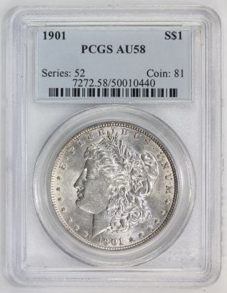 1901 Morgan Silver Dollar Au 58 Pcgs (0440) photo