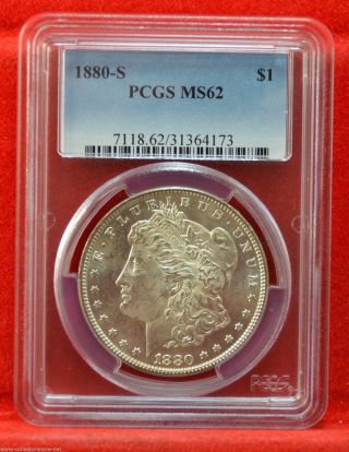 1880 - S Silver Morgan Dollar,  Ms62,  Pcgs Graded And Slabbed D027 photo