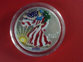 2000 Colorized Liberty Silver Eagle One Dollar 1 Troy Oz.  999 Fine Silver photo