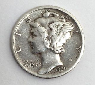 1936 D Silver Mercury Dime,  Rare Find Variety Ddo/ddr 