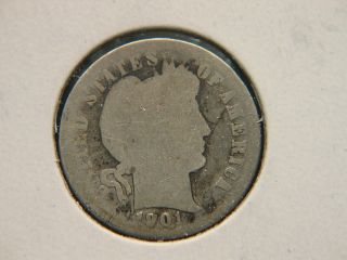 1901 - S Barber Silver Dime Rare Key Date San Francisco Reverse Damage photo