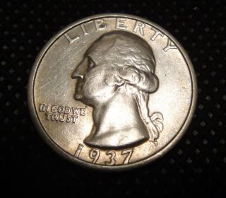 1937 S Silver Washington Quarter - Very Solid Au - About Uncirculated photo