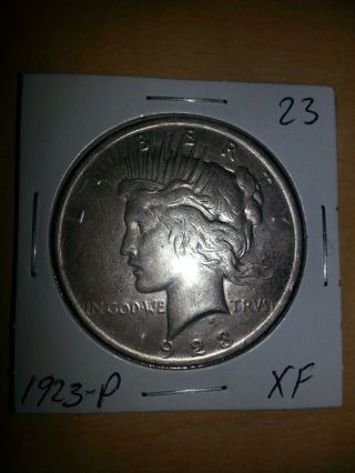 1923 - P Peace Silver Dollar Xf 23 photo