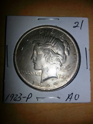 1923 - P Peace Silver Dollar Au 21 photo