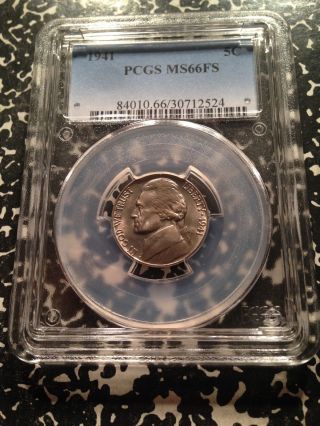1941 - P Jefferson Nickel Pcgs Ms66 Fs Full Steps Dg613 Coin photo