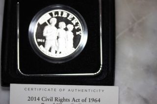 2014 Civil Rights Act Proof Silver Dollar photo