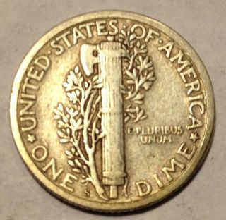1926 S Mercury Dime - Semi - Key Date Coin F, photo