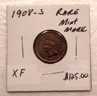 1908 - S Indian Head Cent A Almost Uncirculated Red Coin photo