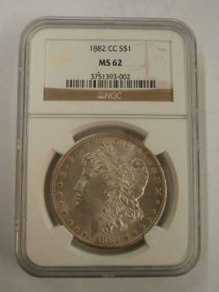 1882 - Cc Morgan Silver Dollar Ngc Ms62 1882 Cc $1 Silver photo