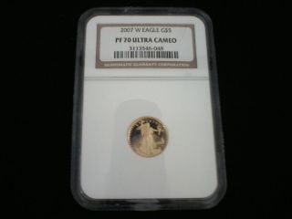 2007 - W Gold Eagle $5 Ngc Pf70 Ultra Cameo 1/10 Ounce Coin photo