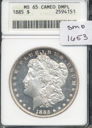 1885 P Morgan Silver Dollar Anacs Ms 65 Cameo Dmpl Pq,  Near Perfect Smd1653 photo