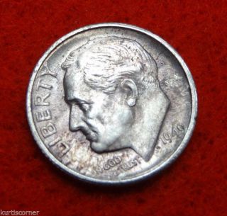 United States 1949 - S Roosevelt Dime In Au To Uncirculated photo
