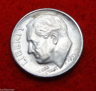 United States 1951 - S Uncirculated Roosevelt Dime With Really Natural Luster photo
