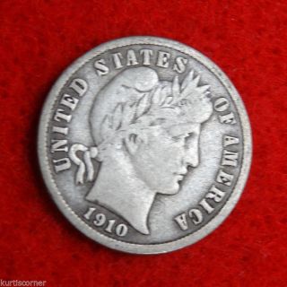 United States 1910 - S Barber Dime W/ Nearly Fine Details & Most Lettering photo