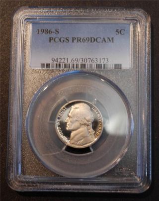 1986 - S Jefferson Nickel Pcgs Pr69dcam Investment Us Coin photo