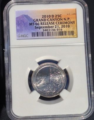 2010 - D Grand Canyon America The Quarter Ngc Ms 66 Release Ceremony photo