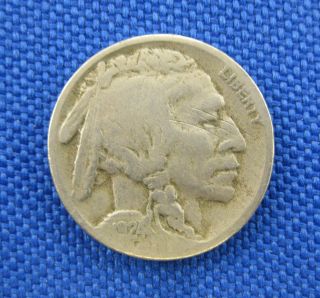1924 S U.  S.  Buffalo Nickel 5 Cent Coin photo