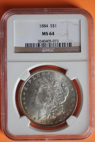 1884 - P Ms64 Morgan Silver Dollar Ngc Graded & Certified Slabbed Coin 082 photo