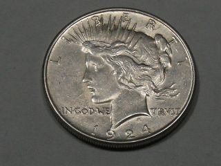 1924 Silver Peace Dollar (au - Bu) 6693b photo