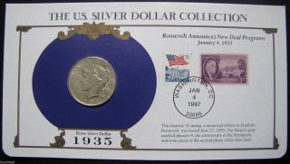 1935 - P Peace Dollar 90 Silver Xf / Postal Society Commemoration Roosevelt photo