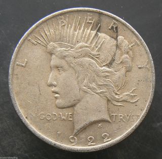 1922 Peace Liberty Silver One Dollar Coin photo