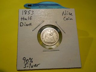 1853 Seated Liberty Half Dime Coin 90 Silver Neat photo