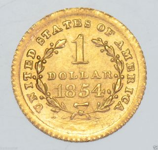 Usa,  United States,  Gold Dollar,  $1 1854 Coin Aef photo