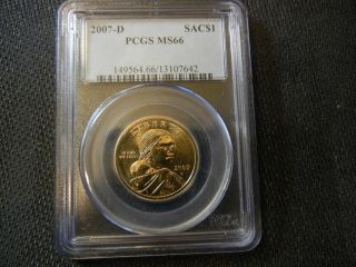 2007 - D Sacagawea Sac$1 One Dollar Coin - Pcgs Graded Ms66 - Slabbed photo
