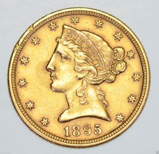 Usa,  United States,  Half Eagle,  Five Dollars,  $5 1895 Gold Coin Gef photo