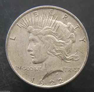 1922 - D Peace Liberty Silver One Dollar Coin photo