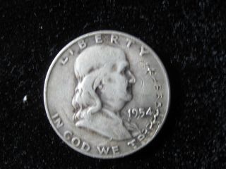 1954 Us Silver Half Dollar Franklin Coin photo