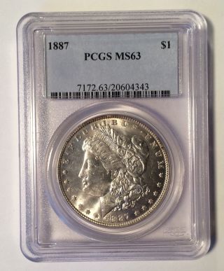 1887 Morgan Dollar - Pcgs - Ms 63 - Silver Dollar photo