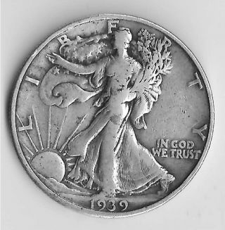 1939 - D - Liberty Walking Half Dollar 90 Silver - Coin photo