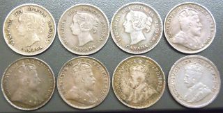 Canada 1891,  1897,  1900,  1902,  1904,  1907,  1911,  1917 Five Cents Vg To Vf (10 Photos) photo