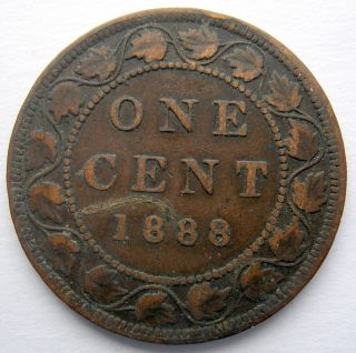 1888 Large Cent F - 12 Very Old Queen Victoria Canada Penny photo