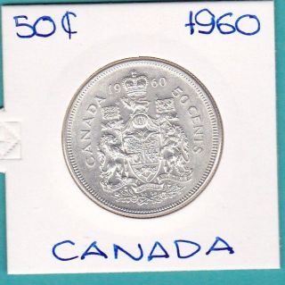 The Old Canada Silver Half Dollar 1960 Coin. photo
