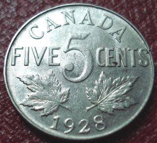 1928 Canada 5 Cents In Vf photo