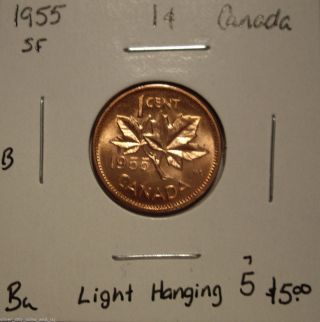 B Canada Elizabeth Ii 1955 Hanging 5 Small Cent - Bu photo
