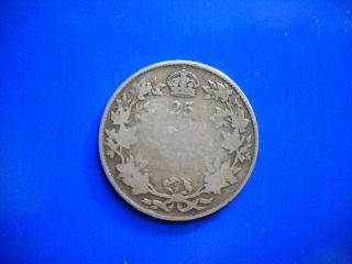 Canada Sterling Silver Quarter 1918.  925 Purity 25 Cents Face Value photo